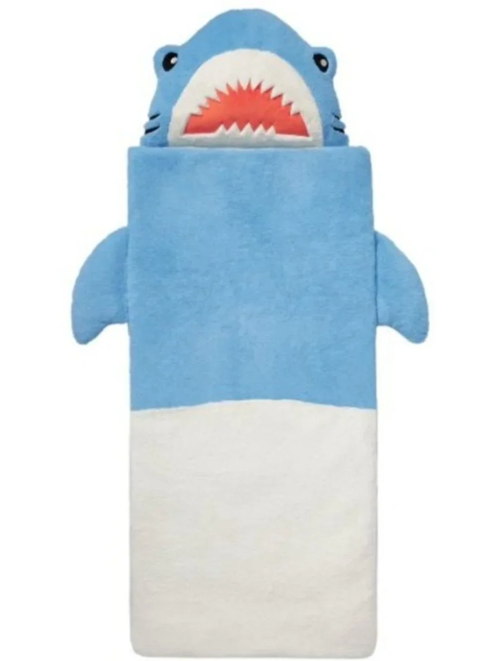 Faux Fur Kids' Blue Shark Sleeping Slumber Bag w/ Attached Pillow
